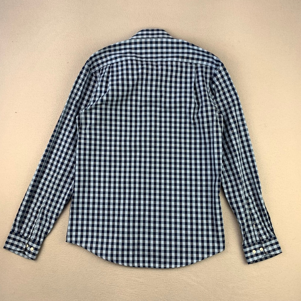 Ben Sherman Tailoring Dress Shirt Mens M Blue Gingham Long Sleeve Button Front - Picture 2 of 9